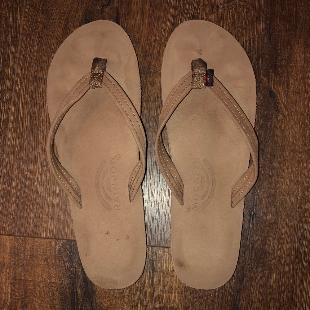 Rainbow brand leather flip flops